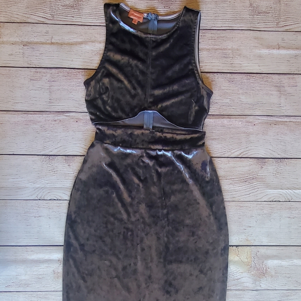 Crushed Velvet Cut Out Dress
